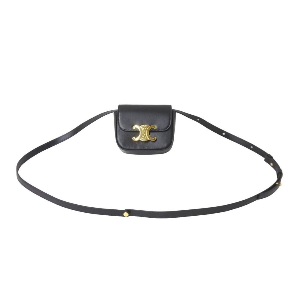 CELINE Claude Shoulder Bag Black Shiny Calfskin - Picture 1 of 9